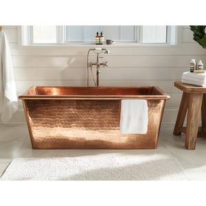 Adiba Home Decor Baignoire en cuivre de luxe autoportante rectangulaire martelée avec couvercle, qualité supérieure, écologique, durable, portable, pour adultes - Product Image 4
