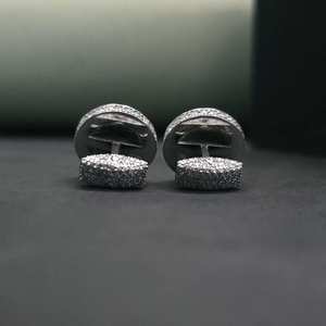 Customized Letter Moissanite Diamond Studs <b>Cufflinks</b> DOPE JEWELLS in 925 Sterling Silver For Men - Product Image 3