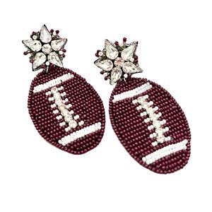 Déclaration audacieuse artisanale rouge noir perlé boucles d'oreilles pendantes accessoire de mode pour le jour du jeu talonnage esprit d'équipe Sports - Product Image 5