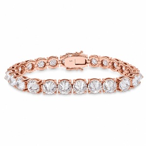 กำไลข้อมือเพชรทรงกลมเจียระไนแบบบริลเลียนท์ทองคำแท้ 14K สำหรับผู้หญิง ได้รับการรับรองจาก GIA สี D เพชรแล็บ คลาสสิก เหมาะสำหรับงานแต่งงาน - Product Image 2