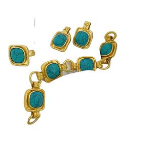 Dernier collier à la mode en laiton plaqué or avec pierre turquoise Design personnalisé bijoux de mode pour femmes filles pour les mariages - Product Image 1