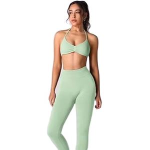 Ensemble 2 pièces pour femmes, sur mesure, de haute qualité, respirant, solide, en spandex/coton, vêtements de fitness, extensible, ensemble pour femmes - Product Image 1