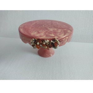 Glossy Finish Epoxy Resin Luxury Cake Stand & Platter for Birthday Party Decorative <b>Dessert</b> Display Stand Platter Cake Server - Product Image 5