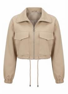Chaqueta Anorak Corta para Mujer, Ligera, con Cierre, Estilo Workwear, con Bolsillos, para Otoño e Invierno - Product Image 5