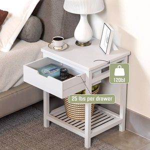 Comodino in Stile Mid-Century con Ripiano Aperto, Tavolino in Bambù con Cassetto per Spazi Ristretti, Tavolino da Comodino per Soggiorno - Product Image 3