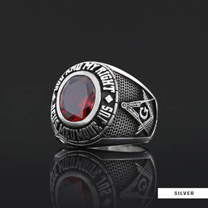 แหวนเมสัน BOJ รุ่น 026 แบบกำหนดเองได้ สำหรับทั้งชายและหญิง แหวนตราประทับฟรีเมสันส่วนบุคคล แหวนตราประทับมาสเตอร์เมสันเท็กซัส สไตล์ฮิปฮอป สีเงิน ราคาประหยัด - Product Image 6