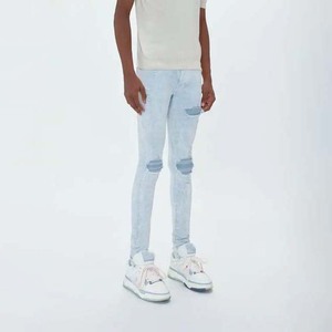 Jean en denim délavé coupe droite pour homme, taille mi-haute, coupe classique, décontracté, en coton respirant, idéal pour le printemps - Product Image 3