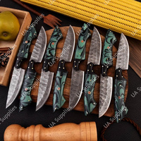 Couteau de usage quotidien moderne UA Supplies, forgé à la main, en acier Damas professionnel, à lame pleine, ambidextre, avec manche ergonomique en résine, 4,5 pouces