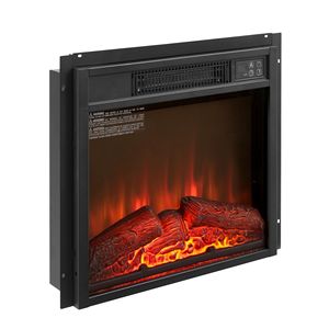 Cheminée électrique encastrable moderne en verre 1400W 120V avec télécommande, flamme réaliste ultra-mince, noire - Product Image 4