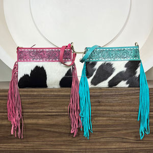 Bolso bandolera de piel de vaca con logotipo personalizado, bolso con flecos, al por mayor, de piel auténtica para mujer, novedad de 2025 - Product Image 4