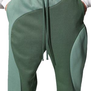 Pantalones de chándal de forro polar para hombre, casuales, de pierna ancha, holgados, transpirables, con cintura elástica, bloques de color, patchwork irregular, talla grande, para invierno y descanso - Product Image 4