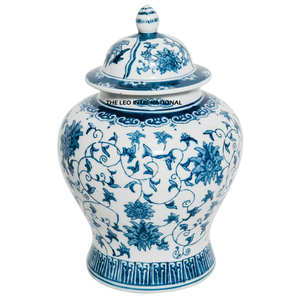 Jarrones Decorativos Clásicos Azules y Blancos para el Hogar, Floreros de Jengibre, Contenedores de Almacenamiento de Tamaño Mediano con Tapa - Product Image 4