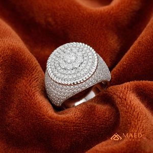 Moissanite <b>Ring</b> <b>Mens</b> Round Halo Signet <b>Ring</b> Iced Out Statement Jewelry Luxury Gift <b>for</b> Him Sparkling Premium Finish Fit - Product Image 2