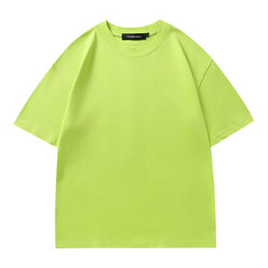 T-shirt en coton uni à col rond et manches courtes pour homme, coupe ample, style décontracté et formel, motif tricoté en jersey - Product Image 3