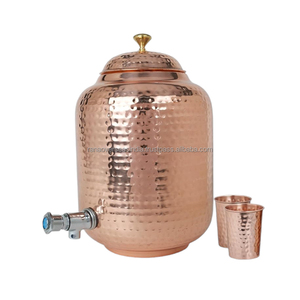 ถังเก็บน้ำทองแดงทำด้วยมือแบบดั้งเดิมพร้อมหัวจุกสแตนเลสและแก้ว2ใบสำหรับใช้ในบ้าน - Product Image 4