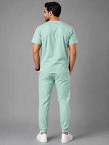 Conjunto de Uniforme Médico para Hombre, Cuello en V, Color Verde Menta, Tela de Algodón y Poliéster, Uniformes de Hospital - Product Image 2