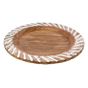 Plato de Madera de Mango Hecho a Mano al por Mayor, Plato de Cena de Madera Rústico, Decoración de Mesa Redonda Estilo Boho para Bodas, Fiestas y Restaurantes - Product Image 4