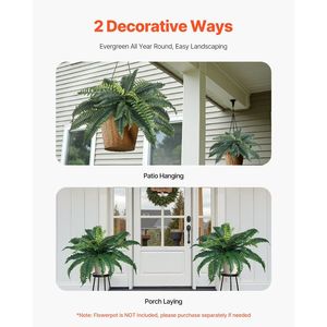 2 pezzi di felci artificiali di Boston 30 rami di plastica per interni esterni decorazioni per interni durevoli piante e vegetazione per interni/esterni - Product Image 5