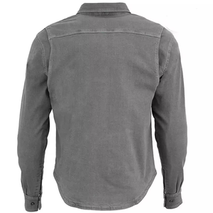 Chemise en jean pour homme, manches longues, couleur unie, col rabattu, décontractée, en coton délavé, coupe classique - Product Image 2