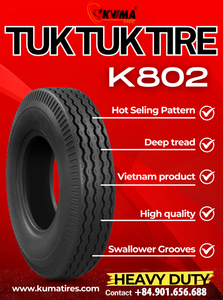 ยางรถตุ๊กตุ๊ก KUMA K802 ขนาด 4.00-8 TT/TL ลายใหม่ ยางธรรมชาติ ได้รับการรับรองมาตรฐาน ISO สำหรับเอเชีย อิรัก แอฟริกา - Product Image 6