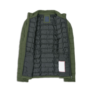 <b>Men's</b> Olive Green Puffer <b>Jacket</b> Stand Collar Zipper Closure Windproof Polyester Wadding Casual Autumn Regular Fit Wholesale <b>men</b>. - Product Image 3