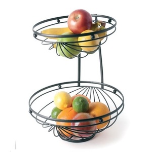 Modern 2-Tier Iron Fruit <b>Basket</b> for Kitchen Countertop <b>Large</b> Capacity Metal Wire Vegetable Holder & Decorative Storage Stand - Product Image 3