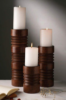 Support à bougies en bois naturel pour une décoration élégante de table de chambre, porte-bougie décoratif en bois pour cérémonie de mariage, pots à bougies
