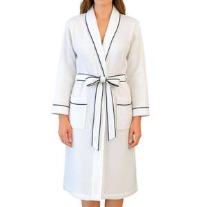 Al por mayor Bata de baño elegante blanca para mujer, de Spandex/Algodón, transpirable, ecológica, teñida lisa, tejida, con logo frontal, a granel - Product Image 6