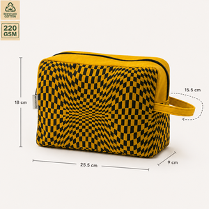 Bolsa de Cosméticos Personalizada de Lona de Algodón con Cierre, Estampado de Ilusión Óptica, Bolsa de Maquillaje y Artículos de Aseo, Venta al por Mayor, OEM, ODM, Exportador de Marca Privada - Product Image 4