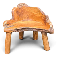 Fauteuil de salon rustique en racine de teck massif, forme naturelle, mobilier d'intérieur antique, avec coussin amovible, pour la maison