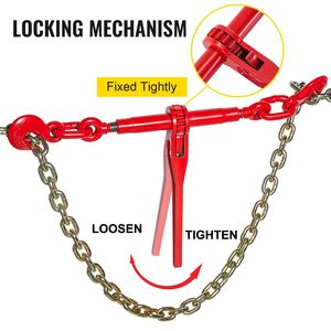 Tenditori a cricchetto Grado 70 80, Carico di sicurezza 9215 libbre, Lunghezza regolabile 3/8\"-1/2\", Ganci e Catene G70 - Product Image 4