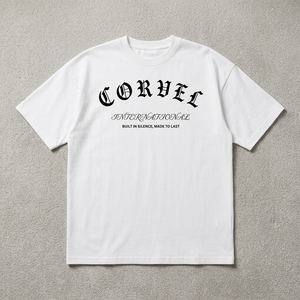 Retro Serif Branding and Minimal Text Print <b>men's</b> <b>shirts</b> OEM <b>Men</b>’s <b>White</b> Graphic Crew Neck Tee <b>Short</b> <b>Sleeve</b> Streetwear Wholesale - Product Image 3