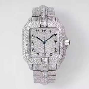 Montre de luxe pour homme en quartz, sertie de moissanite et de diamants, style hip-hop, VVS - Product Image 1