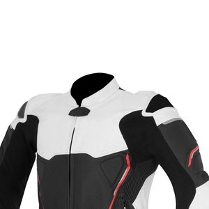 Blouson de moto unisexe en cuir à manches longues, color-block, imperméable, coupe-vent, toutes saisons, style course, pour adulte, personnalisable - Product Image 3