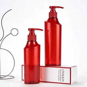 5oz 8oz 10oz Red PET Plastic Lotion <b>Pump</b> <b>Bottle</b> for Shampoo Conditioner Hair Care Custom Cosmetic Packaging Container - Product Image 2
