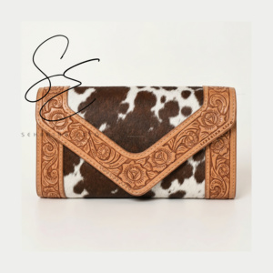 2026 Summer Vintage Hair On Tooled Leather <b>Clutch</b> Women Western Trending <b>Clutch</b> Wallet - Product Image 1
