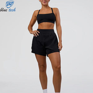 Custom Logo Print Ladies Yoga Shorts High Waisted Tummy Control Gym Workout Running Fitness Shorts Soft Stretch Sportswear - Product Image 3