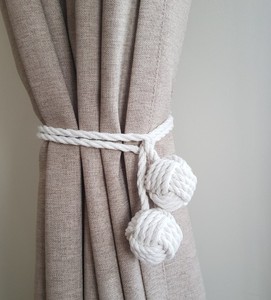 curtain tieback, macrame curtain tiebacks, cotton rope curtain tiebacks, white curtain tieback, nautical <b>tie</b> <b>backs</b> - Product Image 3