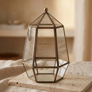 Terrario Geométrico de Vidrio Transparente Hecho a Mano, con Borde de Latón, Acabado Personalizado, Calidad Superior, para Hogar y Jardín, Cajas de Joyería de Primera Calidad, Más Vendido - Product Image 5
