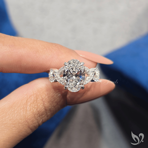 IGI Certified 3 Carat Oval Lab Diamond Engagement <b>Ring</b> Twisted <b>Split</b> Shank Pave Setting in 10K White Gold - Product Image 4