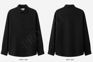 Chemise décontractée unisexe personnalisable à manches longues en mélange de coton avec poche, vente en gros - Product Image 4