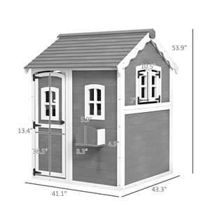 Casetta esterna in legno con pavimenti porte finestre per bambini di età compresa tra 3 e 8 anni per il cortile o il giardino include la scatola fioriera - Product Image 3