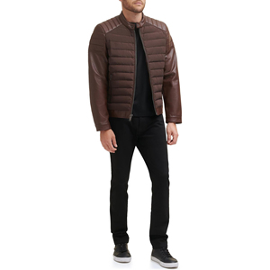 Wholesale Winter Warm PU Leather <b>Puffer</b> <b>Jacket</b> Men <b>Women</b> Custom <b>Cropped</b> Bubble Coat Thick Padded Waterproof Quilted <b>Jacket</b> - Product Image 2