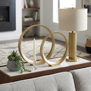 Escultura Circular Chapada en Oro, Decoración Artística Hecha a Mano para Mesa de Salón, Diseño Minimalista para Decoración del Hogar - Product Image 5