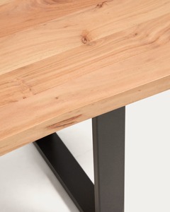 Banco de Comedor Moderno de Madera Maciza con Patas de Metal Negro, Banco Industrial Minimalista para Comedor, Cafetería y Restaurante - Product Image 3