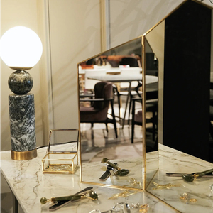 Unique Design Tabletop Durable <b>Makeup</b> <b>Mirror</b> Clear <b>Mirror</b> Gold Plated Decorative Home Eco Friendly Shatterproof Desktop <b>Mirror</b> - Product Image 3