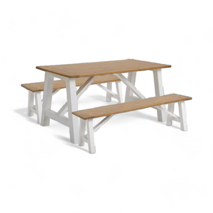 Conjunto de mesa y sillas para jardín y patio con estructura de madera de teca de Indonesia - Product Image 2