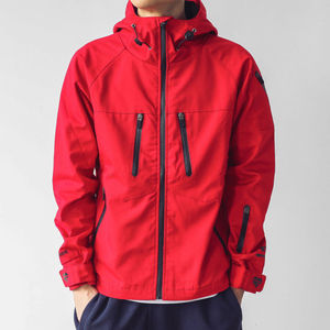 Plus Size Red Color Workwear Oversized Zip up Windbreaker Jacket With Hoodie & Pocket Stylish Nylon Made Coaching <b>Trainer</b> Jacket - Product Image 1