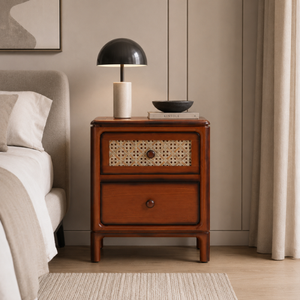 Mesa de Noche de Madera de Alta Calidad con Dos Cajones, Mesa Auxiliar de Madera Sólida para Dormitorio, Fabricación Personalizada OEM - Product Image 6