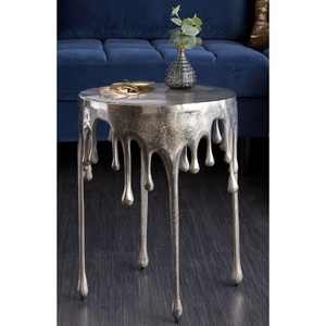 Mesa lateral de aluminio niquelado para sala de estar, decoración de alta calidad para hoteles y restaurantes - Product Image 1